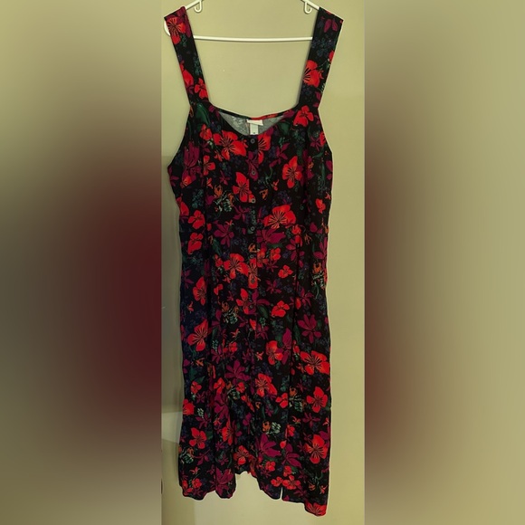 AVA & VIV size 3X Floral BLACK and RED Dress - Picture 3 of 10